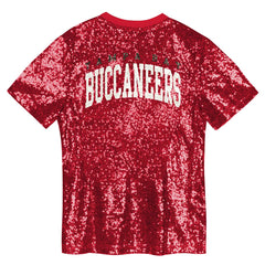 Tampa Bay Buccaneers Girls Youth Wordmark Sequin V-Neck Top Red - NFL