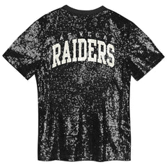 Las Vegas Raiders Girls Youth Wordmark Sequin V-Neck Top Black - NFL