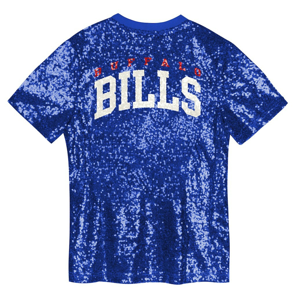Buffalo Bills Girls Youth Wordmark Sequin V-Neck Top Royal - NFL