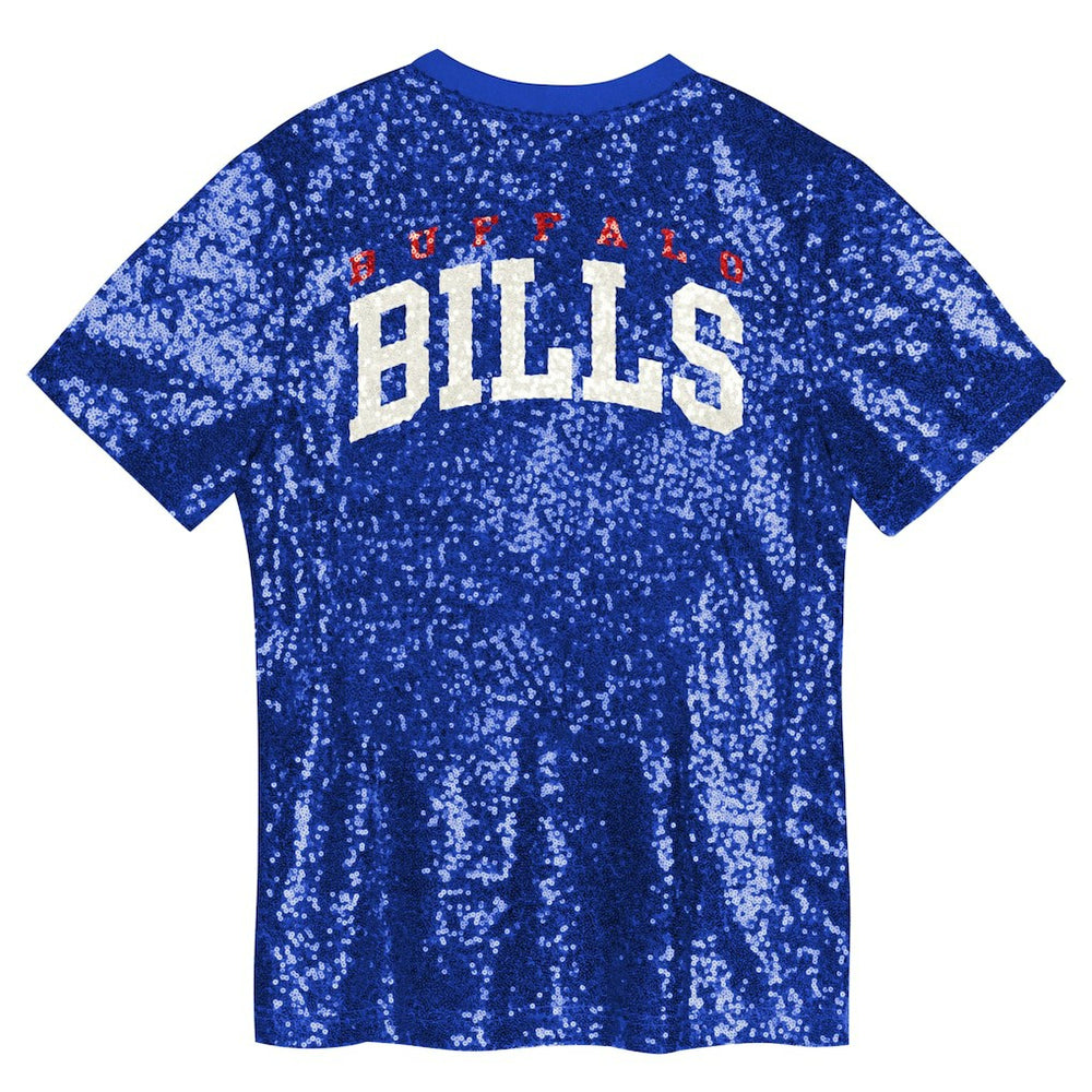 Buffalo Bills Girls Youth Wordmark Sequin V-Neck Top Royal - NFL