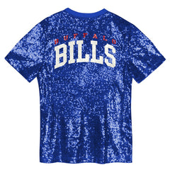 Buffalo Bills Girls Youth Wordmark Sequin V-Neck Top Royal - NFL