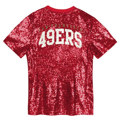 San Francisco 49ers Girls Youth Wordmark Sequin V-Neck Top Scarlet - NFL