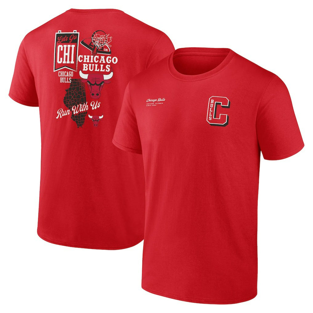 NBA - Chicago Bulls Split Zone T-Shirt - Red