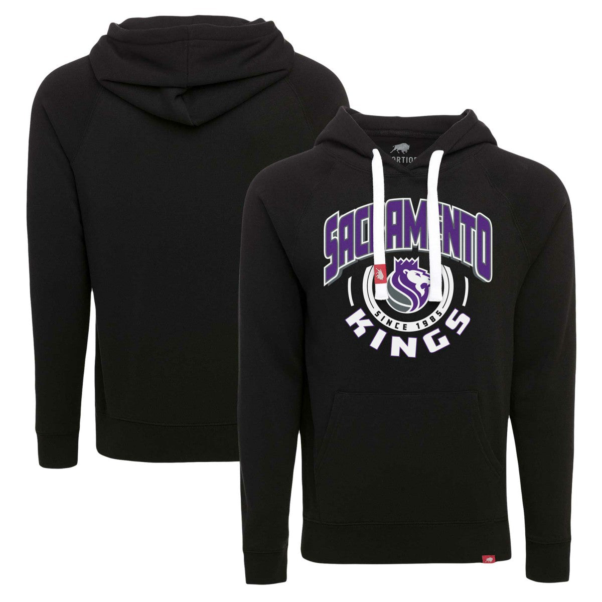 NBA - Sacramento Kings Sportiqe Unisex Olsen Super Soft Tri-Blend Raglan Pullover Hoodie - Black