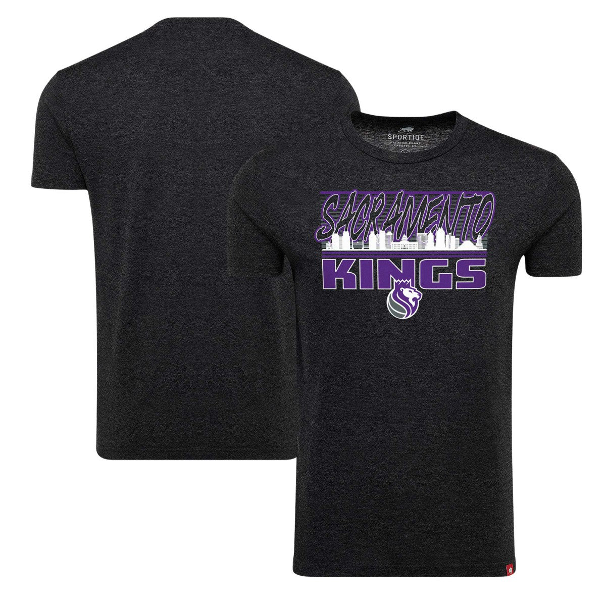NBA - Sacramento Kings Sportiqe Unisex Comfy Super Soft Tri-Blend T-Shirt - Heather Black