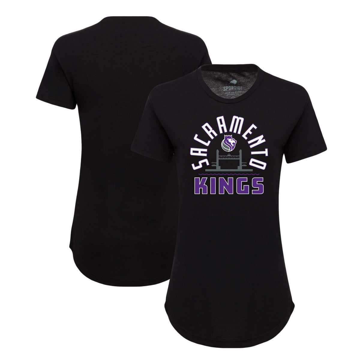 NBA - Sacramento Kings Sportiqe Women's Phoebe Super Soft Tri-Blend T-Shirt - Black