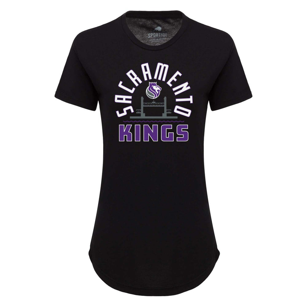 NBA - Sacramento Kings Sportiqe Women's Phoebe Super Soft Tri-Blend T-Shirt - Black