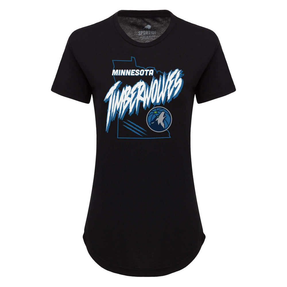 NBA - Minnesota Timberwolves Sportiqe Women's Phoebe Super Soft Tri-Blend T-Shirt - Black