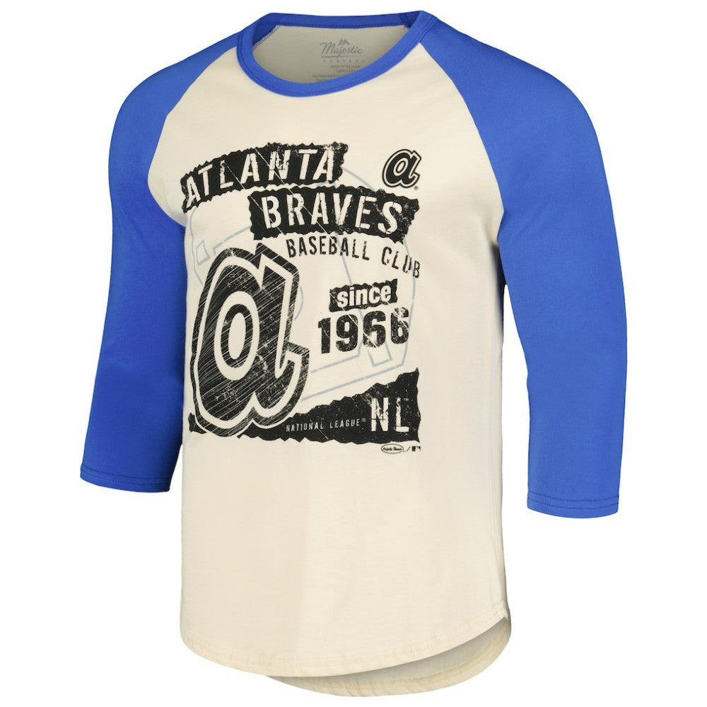 Atlanta Braves Majestic Threads Raglan 3/4-Sleeve T-Shirt for sale