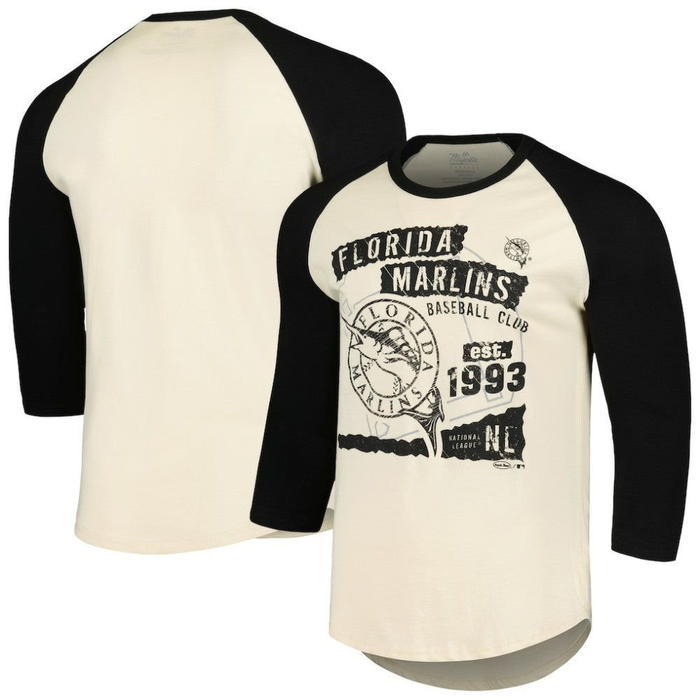 Miami Marlins Majestic Threads Raglan 3/4-Sleeve T-Shirt Near Me