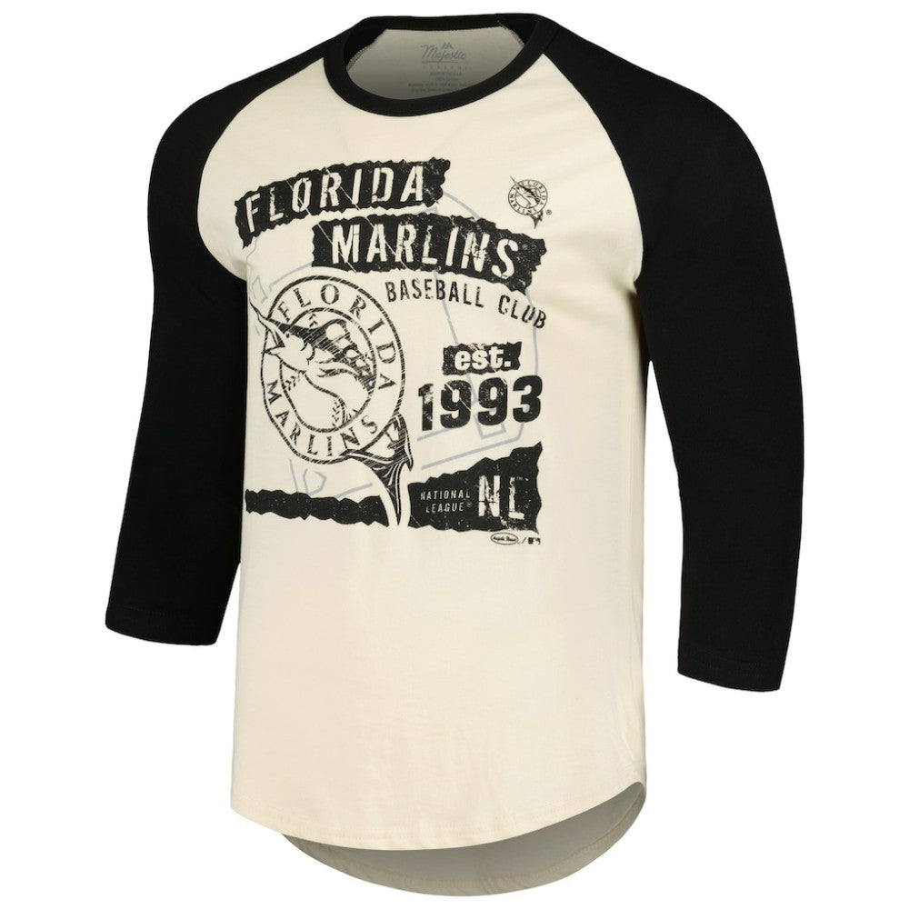 Miami Marlins Majestic Threads Raglan 3/4-Sleeve T-Shirt Near Me