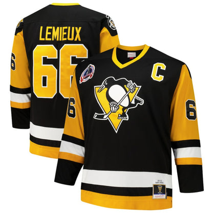 Mario Lemieux Pittsburgh Penguins Mitchell & Ness Big & Tall 1991/92 Blue Line 2.0 Jersey - Black | NHL Jerseys