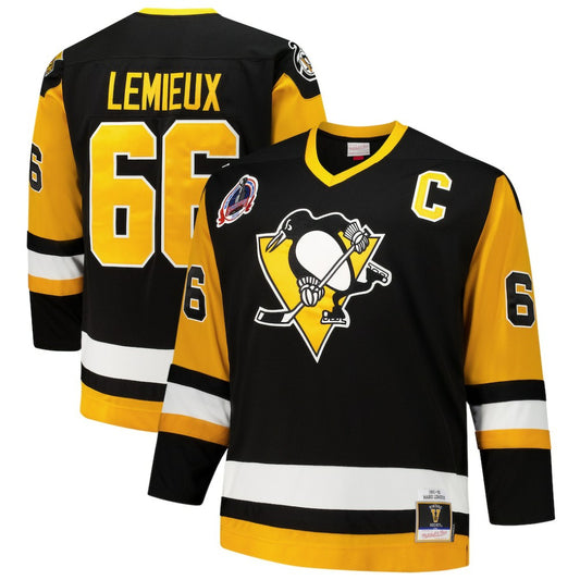 Mario Lemieux Pittsburgh Penguins Mitchell & Ness Big & Tall 1991/92 Blue Line 2.0 Jersey - Black | NHL Jerseys