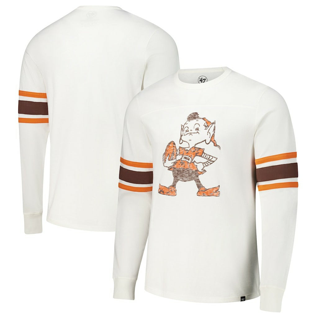 Cleveland Browns '47 Gridiron Throwback Premier Brex Long Sleeve T-Shirt White - 47 brand