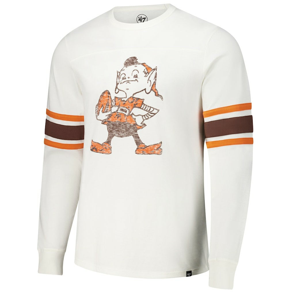 Cleveland Browns '47 Gridiron Throwback Premier Brex Long Sleeve T-Shirt White - 47 brand