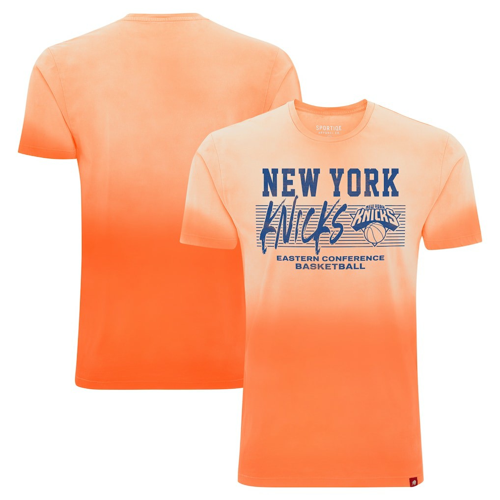 NBA - New York Knicks Sportiqe Unisex Bingham Sun-Fade T-Shirt - Orange