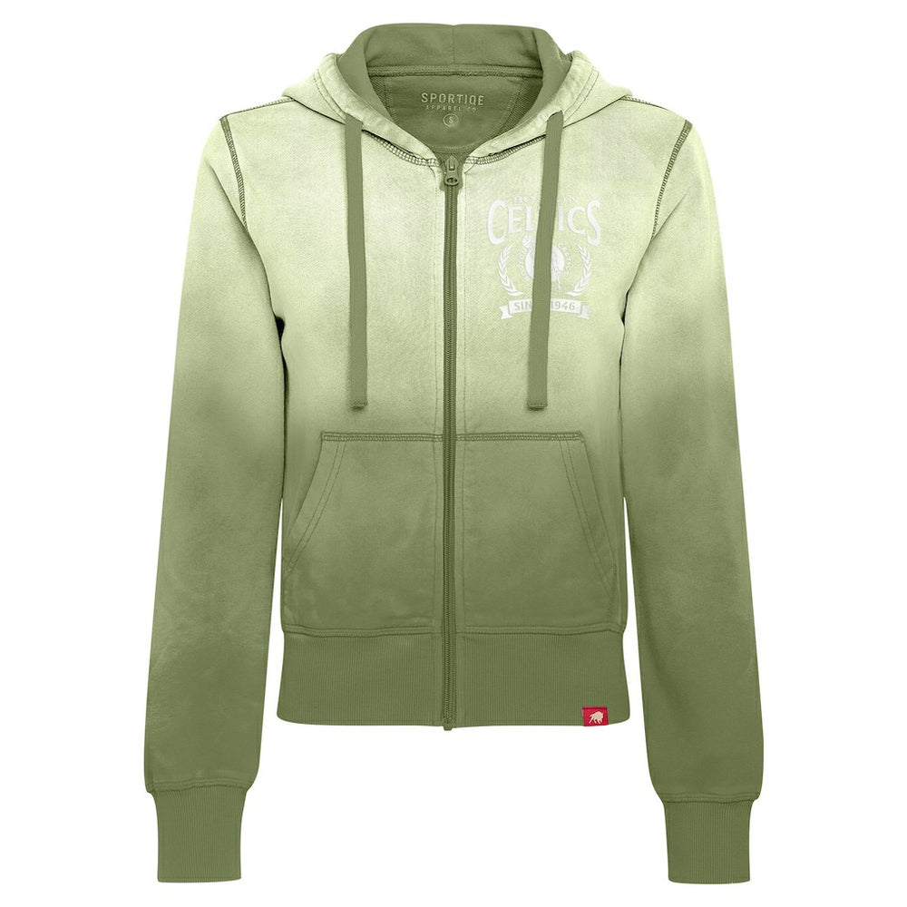 NBA - Boston Celtics Sportiqe Women's Carli Sun Fade Full-Zip Hoodie - Olive