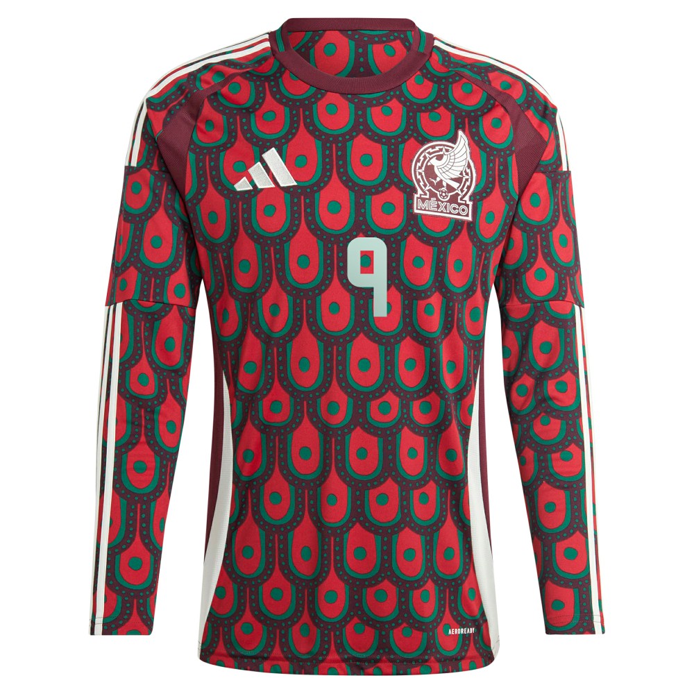 Adidas Raul Jimenez Mexico National Team 2024 Home Replica Player Long Sleeve Jerseys - Burgundy
