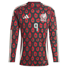 Adidas Raul Jimenez Mexico National Team 2024 Home Replica Player Long Sleeve Jerseys - Burgundy