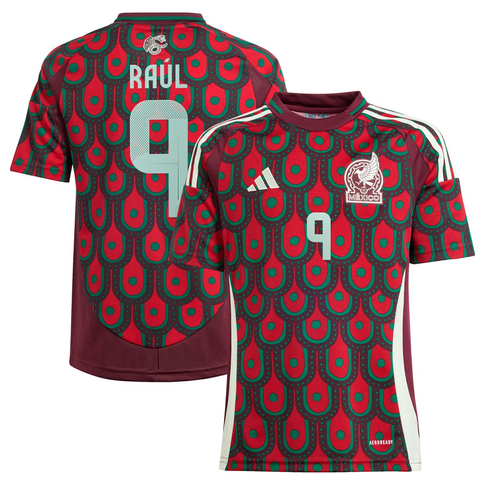 Adidas Raul Jimenez Mexico National Team Youth 2024 Home Replica Player Jerseys - Burgundy