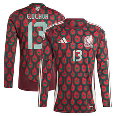 Adidas Guillermo Ochoa Mexico National Team 2024 Home Replica Player Long Sleeve Jerseys - Burgundy