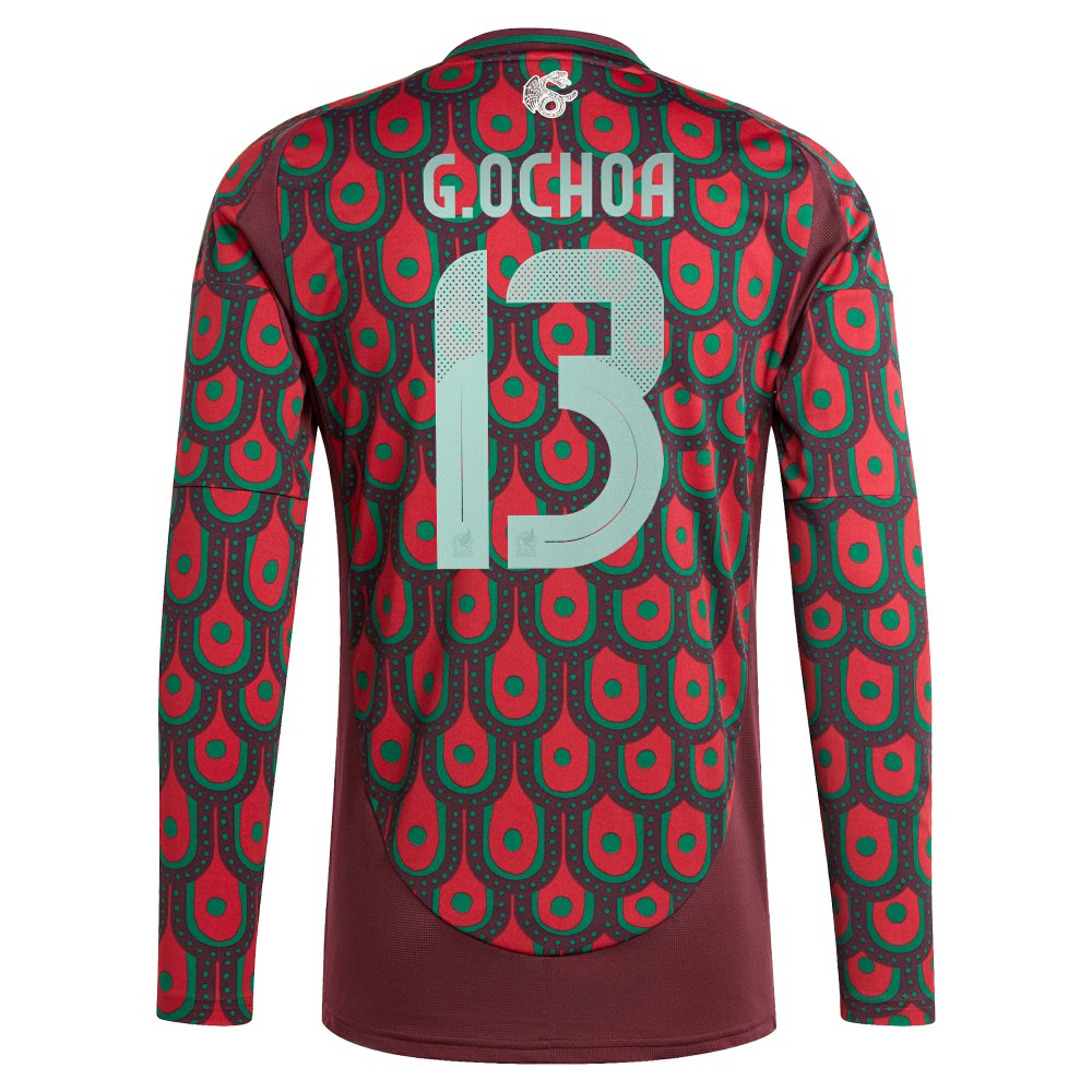 Adidas Guillermo Ochoa Mexico National Team 2024 Home Replica Player Long Sleeve Jerseys - Burgundy
