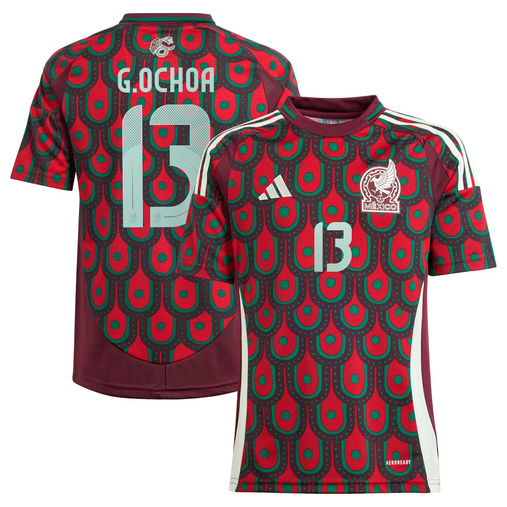 Adidas Guillermo Ochoa Mexico National Team Youth 2024 Home Replica Player Jerseys - Burgundy