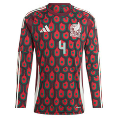 Adidas Edson Alvarez Mexico National Team 2024 Home Replica Player Long Sleeve Jerseys - Burgundy
