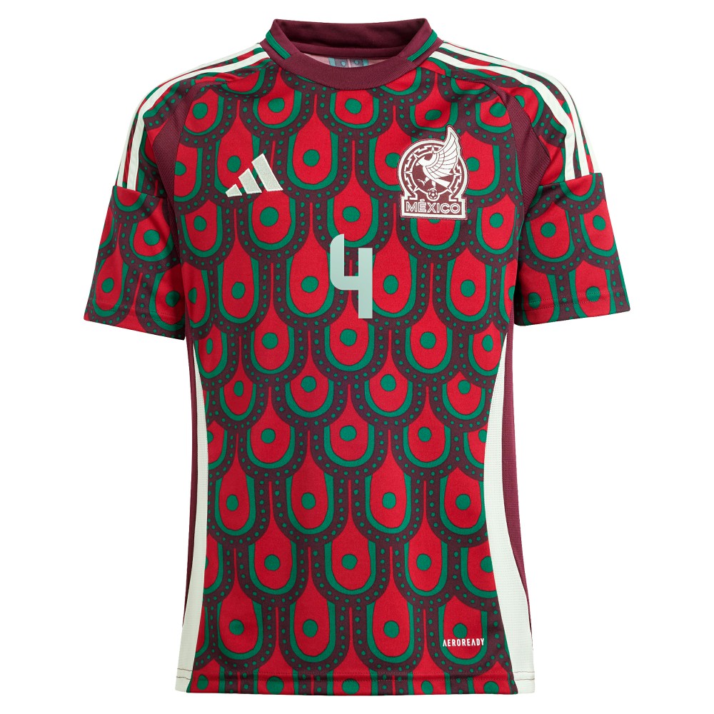 Adidas Edson Alvarez Mexico National Team Youth 2024 Home Replica Player Jerseys - Burgundy