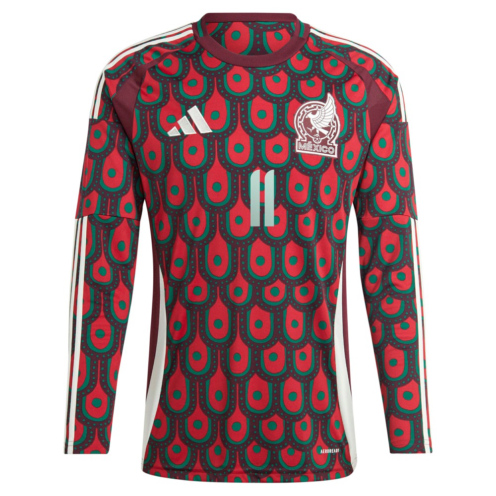 Adidas Santiago Giménez Mexico National Team 2024 Home Replica Player Long Sleeve Jerseys - Burgundy