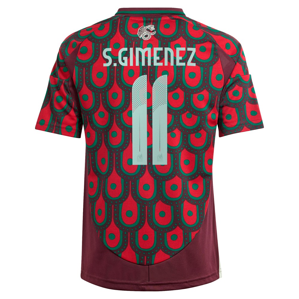 Adidas Santiago Giménez Mexico National Team Youth 2024 Home Replica Player Jerseys - Burgundy