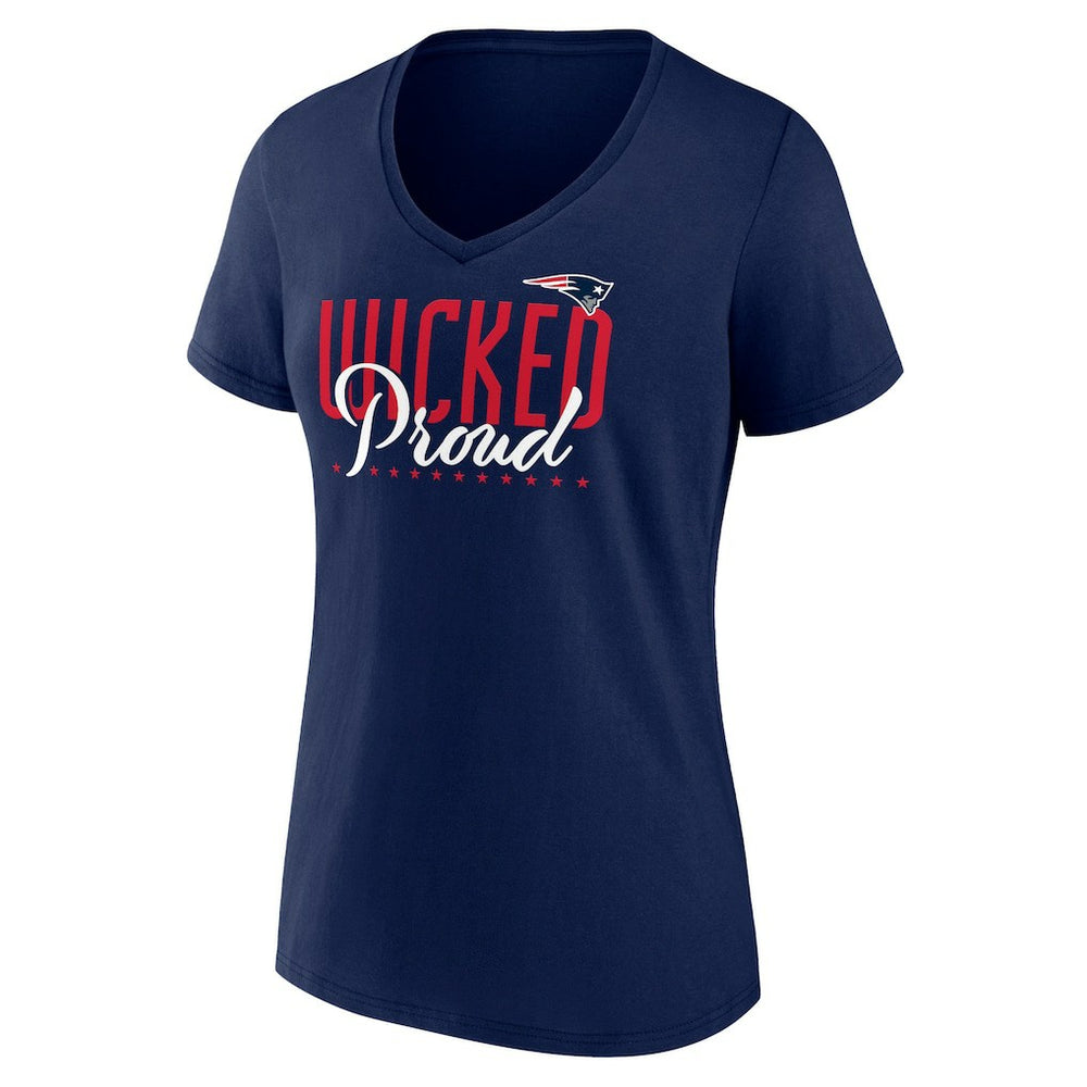 New England Patriots Women's Defensive Stand V-Neck T-Shirt Navy - NFL