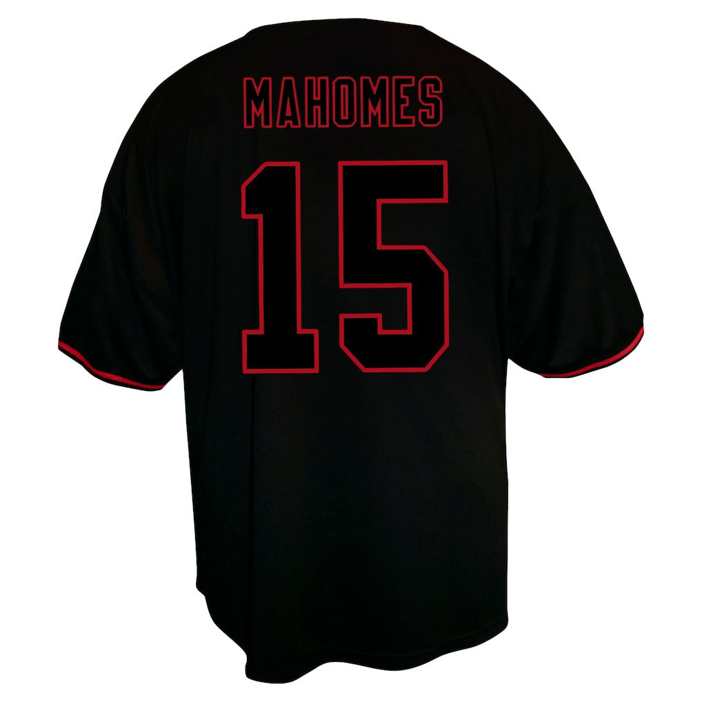 Patrick Mahomes Kansas City Chiefs Big & Tall Baseball Button-Up Shirt Black - Fanatics