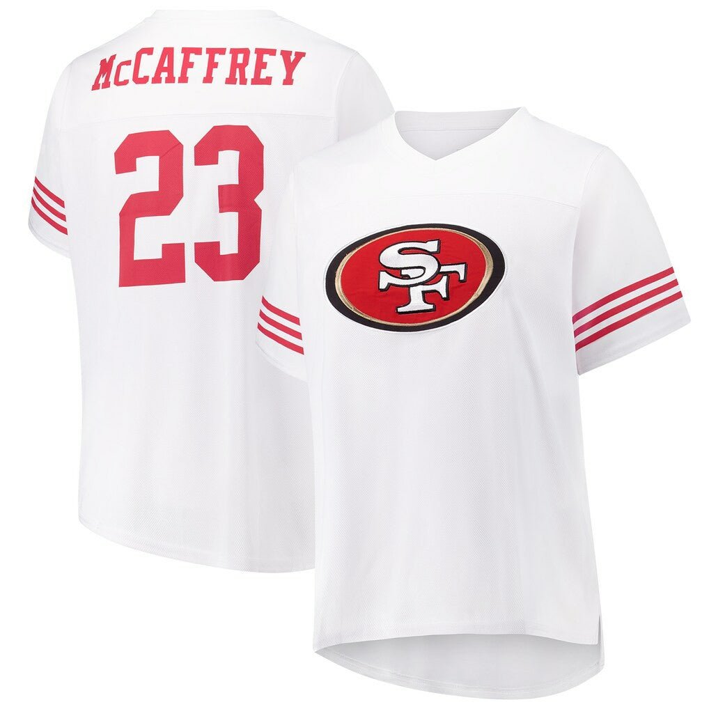 Christian McCaffrey San Francisco 49ers Women's Plus Size Fashion Jersey - White for sale | NFL Jerseys
