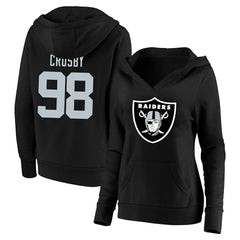 Maxx Crosby Las Vegas Raiders Women's Plus Size Player Name & Number V-Neck Pullover Hoodie Black - Fanatics