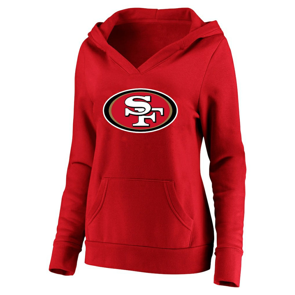 Christian McCaffrey San Francisco 49ers Women's Plus Size Player Name & Number V-Neck Pullover Hoodie Scarlet - Fanatics
