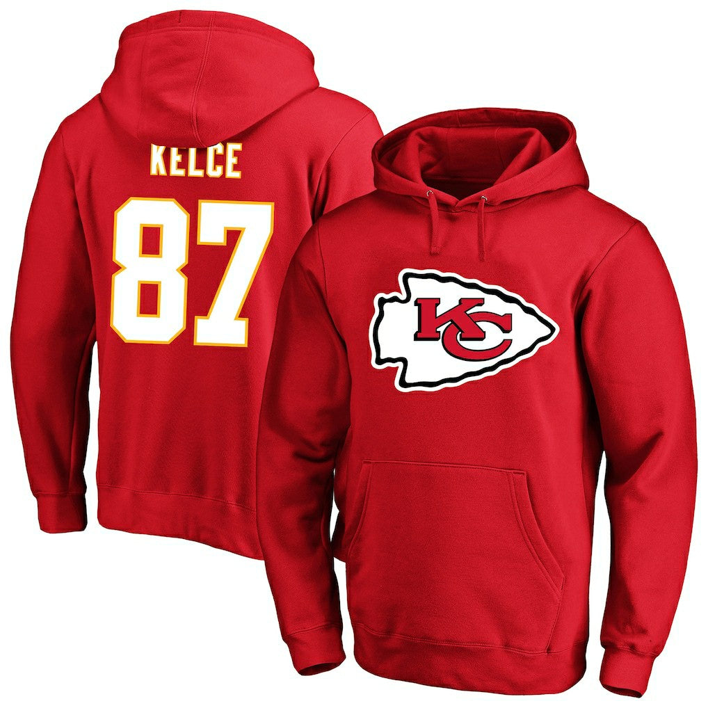 Travis Kelce Kansas City Chiefs Big & Tall Name & Number Fleece Pullover Hoodie Red - Fanatics