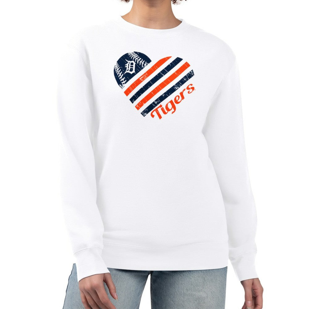 Detroit Tigers G-III 4Her by Carl Banks Women's Heart Logo Fleece Pullover Sweatshirt Lifestyle