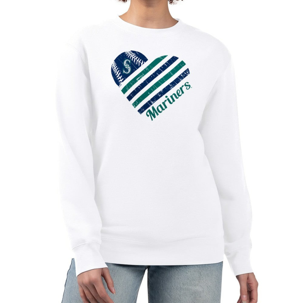 Seattle Mariners G-III 4Her by Carl Banks Women's Heart Logo Fleece Pullover Sweatshirt for sale
