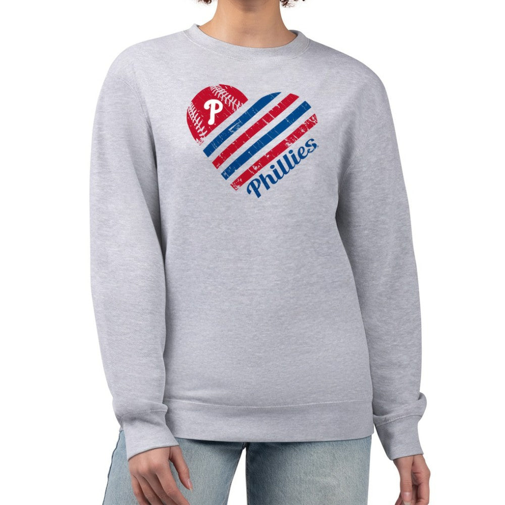 Philadelphia Phillies G-III 4Her by Carl Banks Women's Heart Logo Fleece Pullover Sweatshirt Clearance