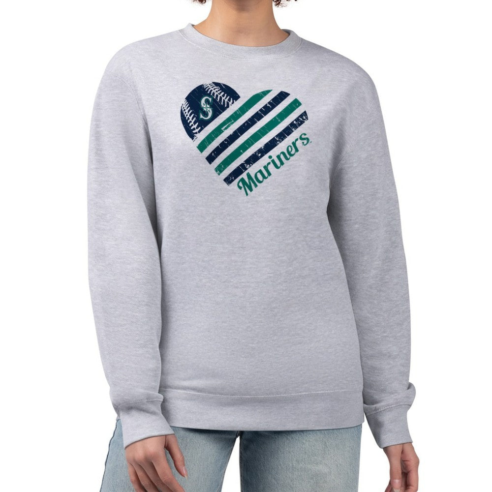 Seattle Mariners G-III 4Her by Carl Banks Women's Heart Logo Fleece Pullover Sweatshirt Clearance