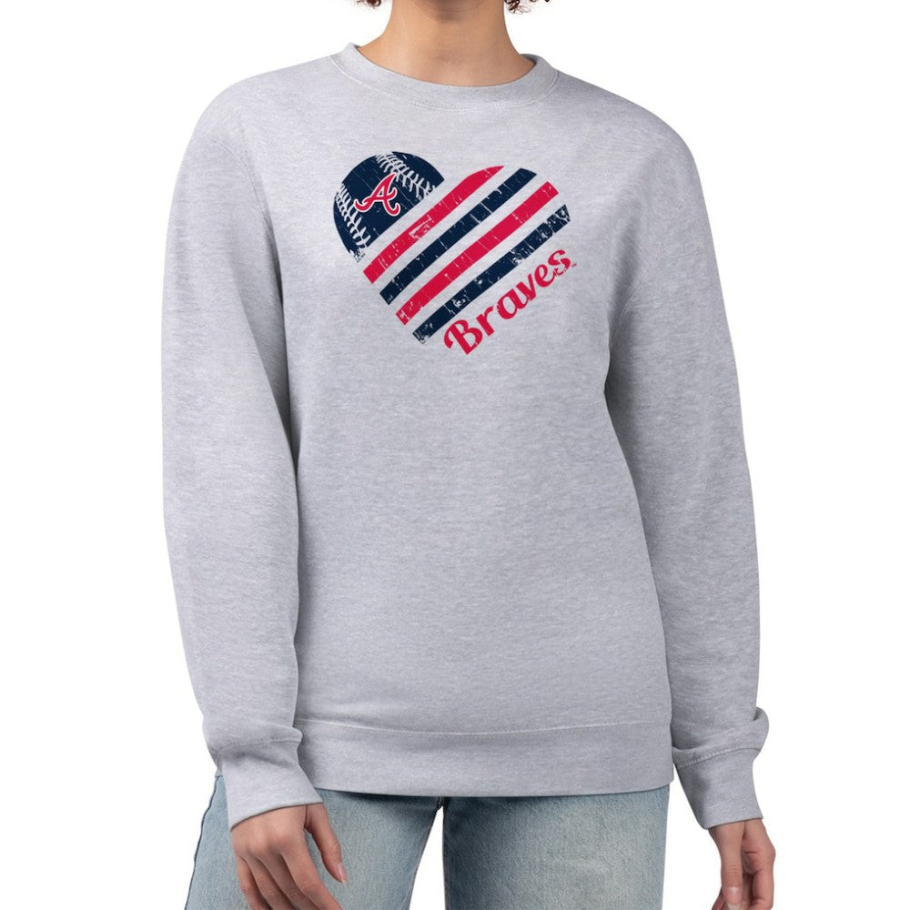 Atlanta Braves G-III 4Her by Carl Banks Women's Heart Logo Fleece Pullover Sweatshirt for sale