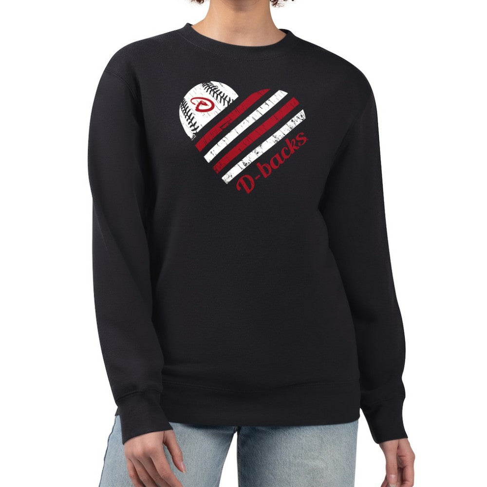 Arizona Diamondbacks G-III 4Her by Carl Banks Women's Heart Logo Fleece Pullover Sweatshirt On Sale