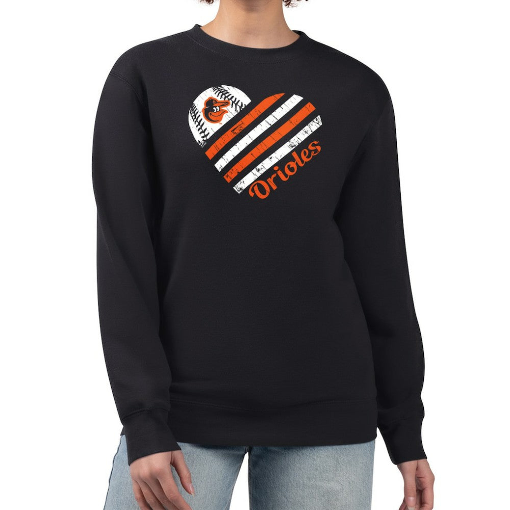 Baltimore Orioles G-III 4Her by Carl Banks Women's Heart Logo Fleece Pullover Sweatshirt Online