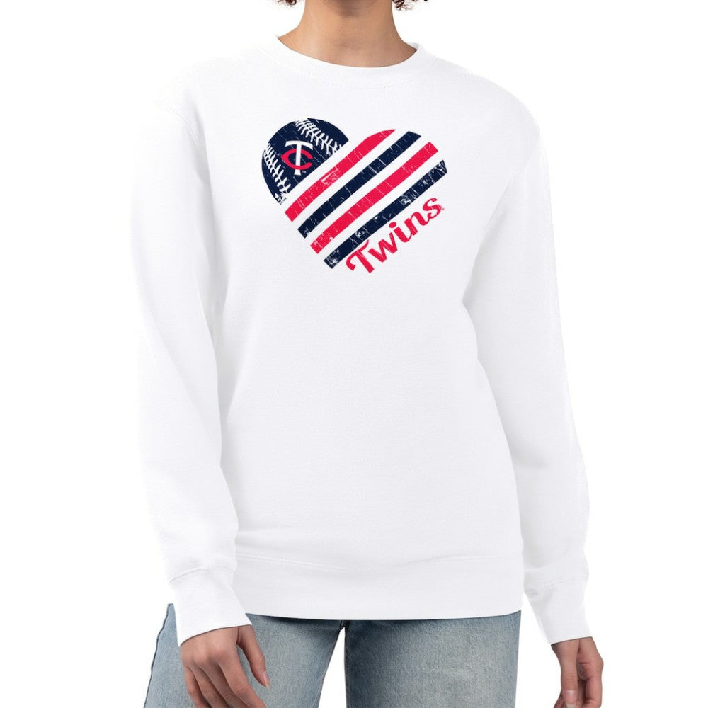 Minnesota Twins G-III 4Her by Carl Banks Women's Heart Logo Fleece Pullover Sweatshirt Lifestyle