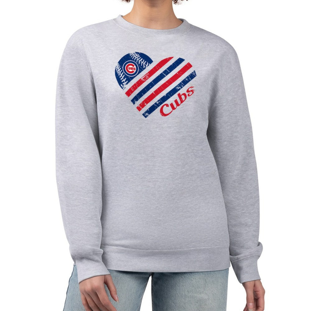 Chicago Cubs G-III 4Her by Carl Banks Women's Heart Logo Fleece Pullover Sweatshirt Lifestyle