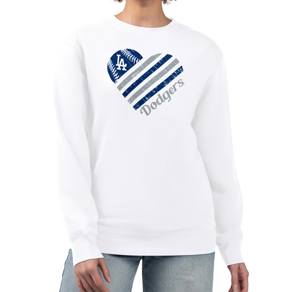 Los Angeles Dodgers G-III 4Her by Carl Banks Women's Heart Logo Fleece Pullover Sweatshirt Online