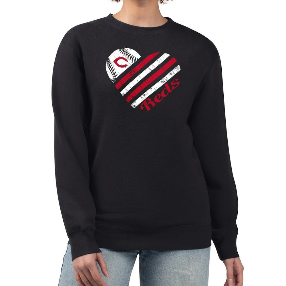 Cincinnati Reds G-III 4Her by Carl Banks Women's Heart Logo Fleece Pullover Sweatshirt On Sale