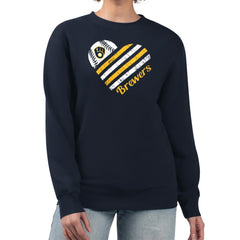 Milwaukee Brewers G-III 4Her by Carl Banks Women's Heart Logo Fleece Pullover Sweatshirt Lifestyle