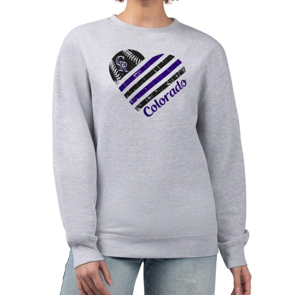 Colorado Rockies G-III 4Her by Carl Banks Women's Heart Logo Fleece Pullover Sweatshirt Online
